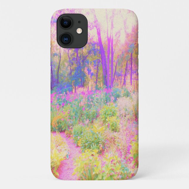 Coques Case-Mate iPhone Paysage de jardin rose et corail illuminé (Dos)