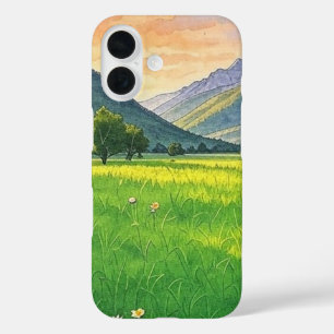 Coque Pour iPhone 16 Paysage de la montagne Sunset Watercolor