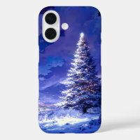Paysage de montagne enneigée avec un arbre de Noël