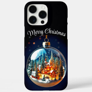 Coque iPhone 16 Pro Max Paysage de Noël dramatique dans un flacon transpar