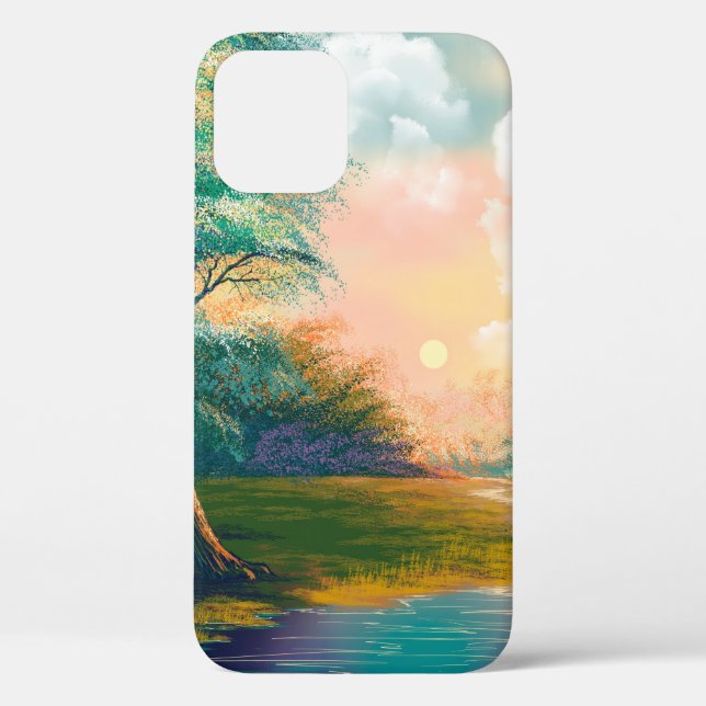 Coques Case-Mate iPhone Paysage de peinture d'Art numérique, rivière dans  (Verso)