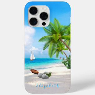 Coque Case-Mate iPhone Paysage de plage de sable des Caraïbes Votre nom C