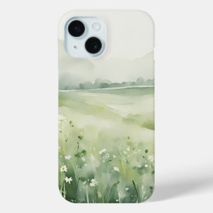 Coque Case-Mate iPhone Paysage de prairie vert sauge aquarelle pour iPhon
