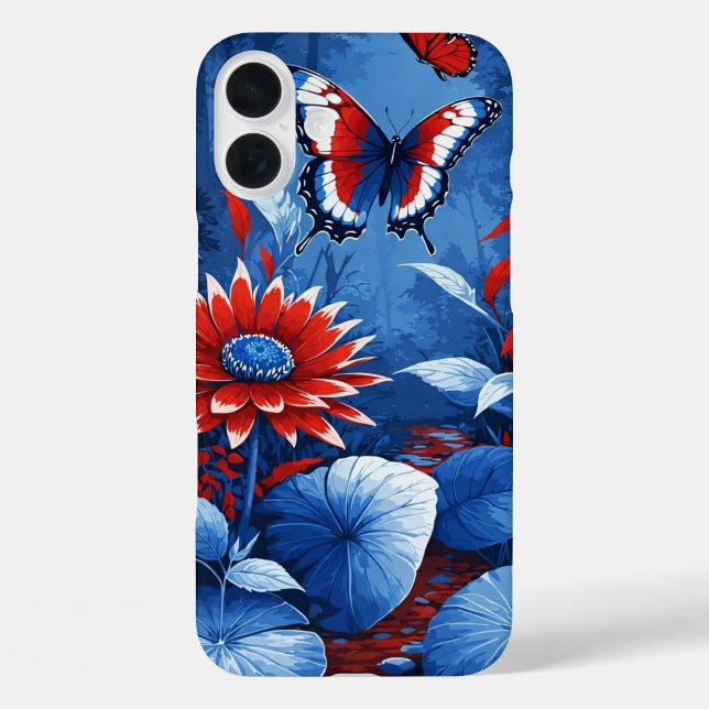 Coques Case-Mate iPhone Paysage de rêve fleuri et papillon patriotique  (Where freedom takes flight among petals of passion and peace.  )