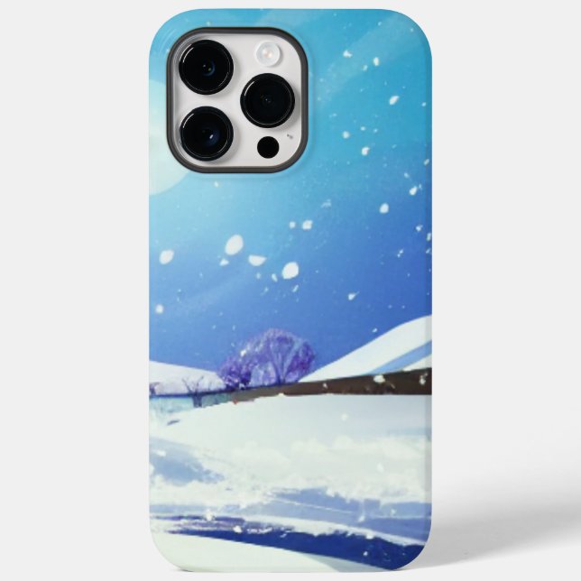 Coques Case-Mate iPhone Paysage d'hiver avec Pleine lune brillante (Verso)