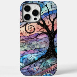 Coque iPhone 16 Pro Max Paysage Fantastique avec Arbre et Coucher de Solei