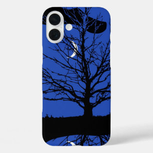 Coques iPhone 16 Plus Paysage lunaire en bleu et noir de Cobalt
