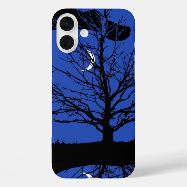 Coques Case-Mate iPhone Paysage lunaire en bleu et noir de Cobalt (Verso)