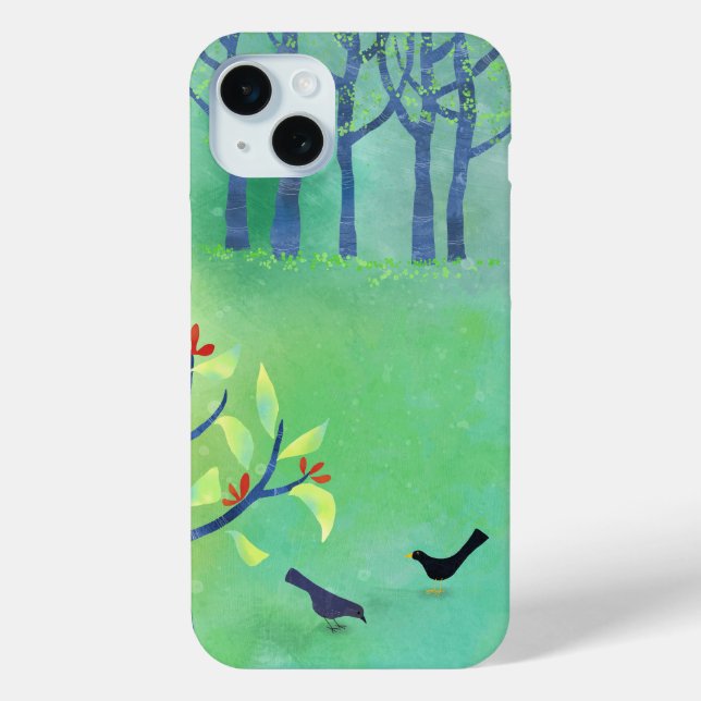Coques Case-Mate iPhone Paysage moderne Oiseaux et arbres (Verso)