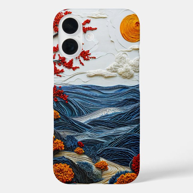 Coques Case-Mate iPhone Paysage océanique découpé en papier esthétique (Verso)