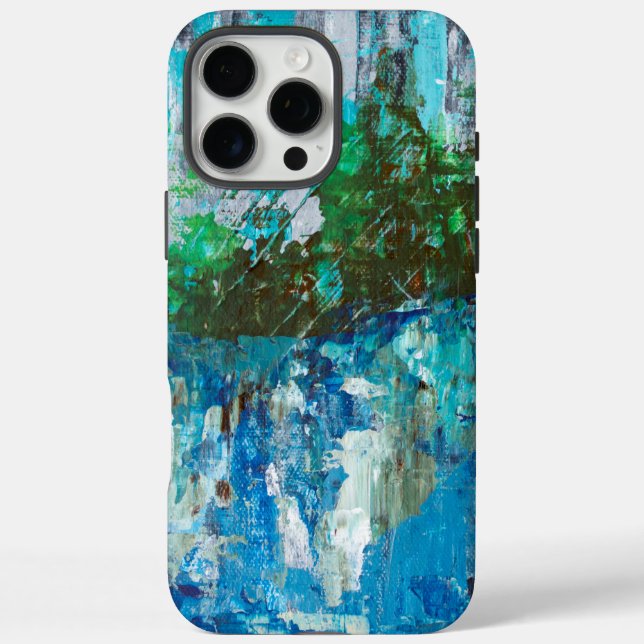 Coques Case-Mate iPhone Paysage Texturé Abstrait Bleu et Vert (Verso)