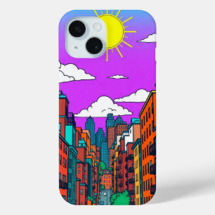 Coque Case-Mate iPhone Paysage Urbain de Coucher de Soleil Vibrant Pop Ar