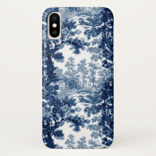 Case-Mate iPhone Case Paysage Vintage du cottage Bleu de toile et blanc