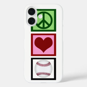 Coques iPhone 16 Peace Love Baseball