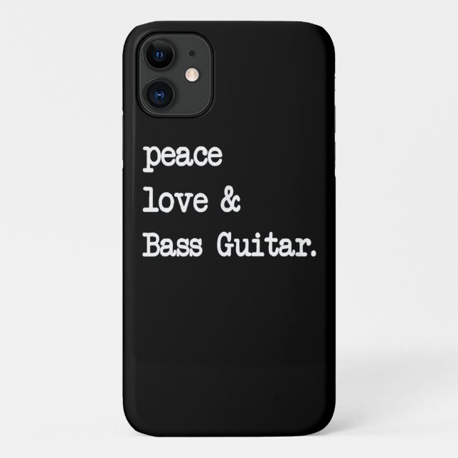Coques Case-Mate iPhone Peace Love & Basse Guitare Musicien Guitaris (Dos)