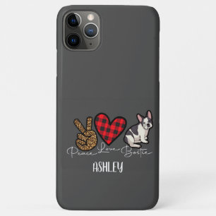 Case-Mate iPhone Case Peace Love Boston Terrier Plaid Cute Amoureux des 