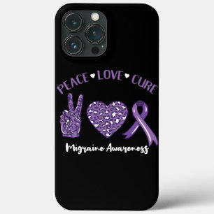 Case-Mate iPhone Case Peace Love Cure Migraine Awareness Ruban