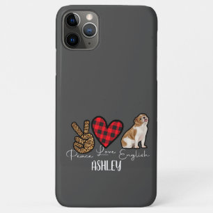 Case-Mate iPhone Case Peace Love English Bulldog Plaid mignon Amoureux d
