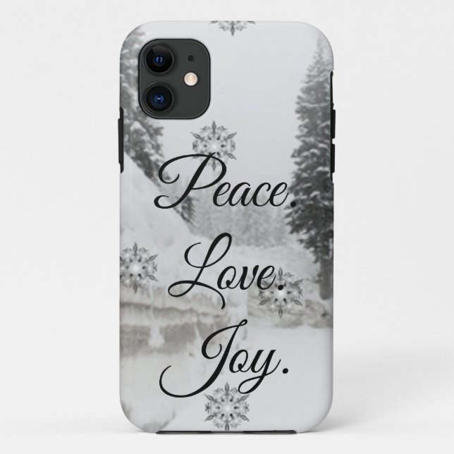 Coques Case-Mate iPhone Peace Love Joy | Noir et blanc Snowfall Noël (Dos)