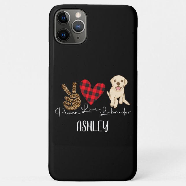 Coques Case-Mate iPhone Peace Love Labrador Retriever Plaid Cute Amoureux  (Dos)