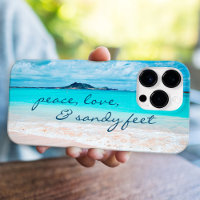 Peace Love Sandy Pieds Script Hawaii Tropical Beac