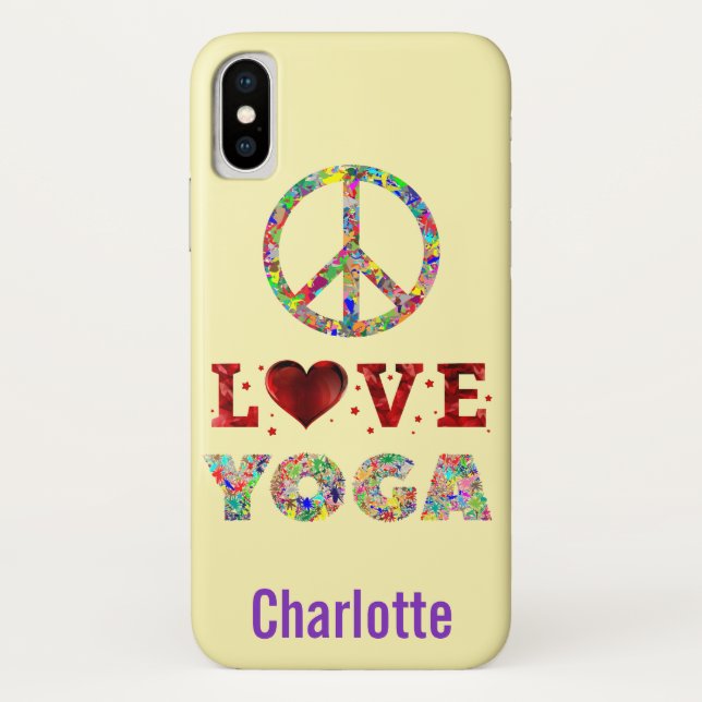 Coques Case-Mate iPhone Peace Love Yoga Colorful Spirituel (Dos)
