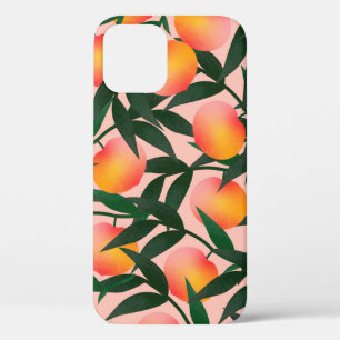 Case-Mate iPhone Case Peach motif sur arrière - plan rose. Fruit à main