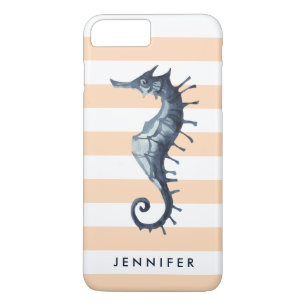Case-Mate iPhone Case Peach Nautical Seahorse monogramme personnalisé