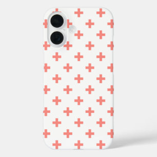 Coque Pour iPhone 16 Peach polka croise sur blanc