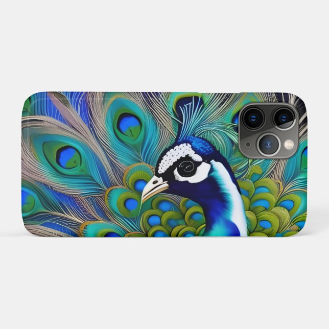 Coques Case-Mate iPhone Peacock blanc bleu et vert Piebald (Dos (Horizontal))