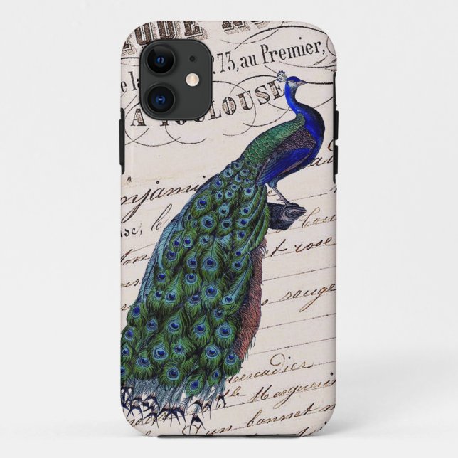 Coques Case-Mate iPhone Peacock bleu vintage français chic (Dos)