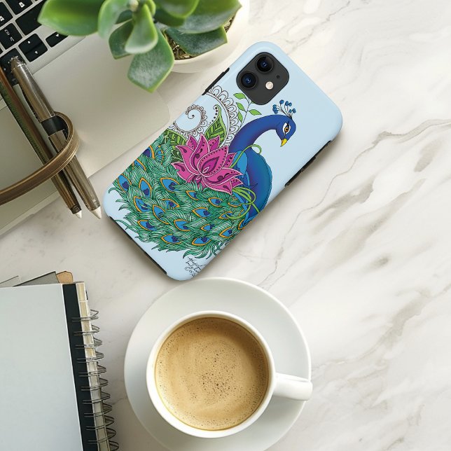 Coques Case-Mate iPhone Peacock Blue Lotus Fleur Henné (Créateur téléchargé)
