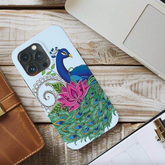 Coques Case-Mate iPhone Peacock Blue Lotus Fleur Henné (Créateur téléchargé)