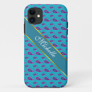 Coque iPhone 11 Peacock Blue Paisley