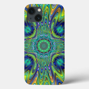 Etui iPhone 13 Peacock Feather Neon Fractal Funky Designer Art