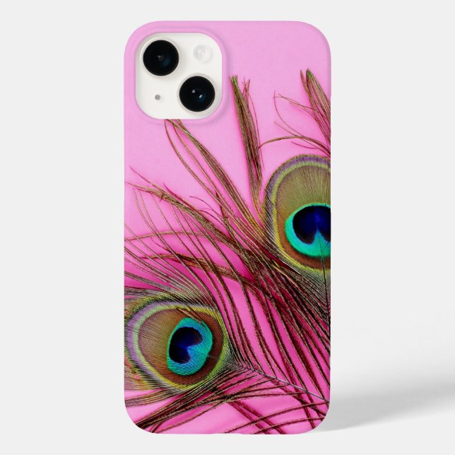 Coques Case-Mate iPhone Peacock Feathers Pink iPhone Tough Coque-Mate Coqu (Verso)