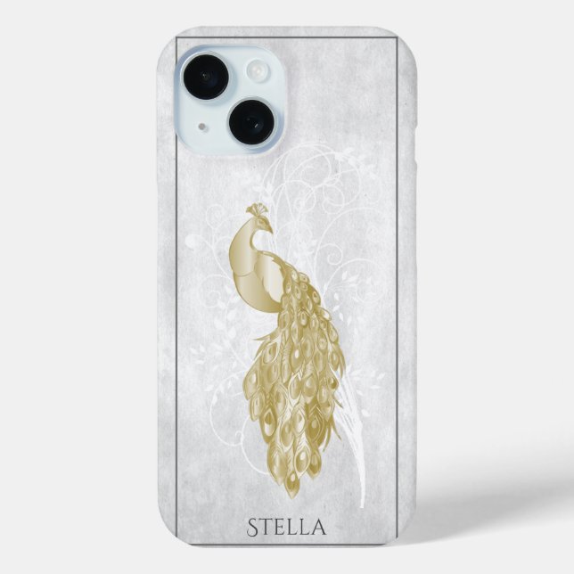 Coques Case-Mate iPhone Peacock Gold Elegant Personnalisé (Verso)