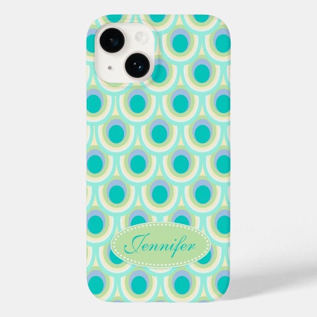 Coques Case-Mate iPhone Peacock motif menthe aqua nom vert (Verso)