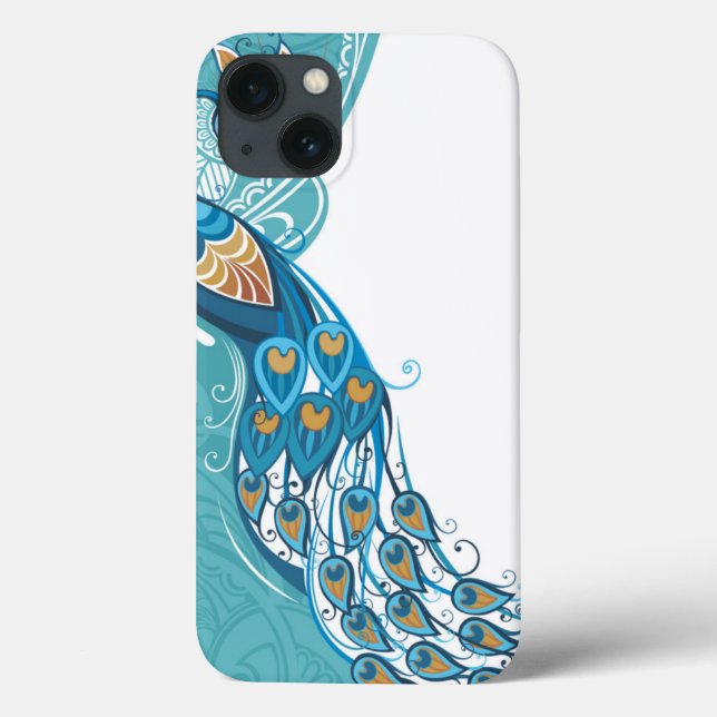 Coques Case-Mate iPhone Peacock sur l'illustration Turquoise (Verso)