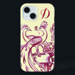 Coque Case-Mate iPhone PEACOCKS EN AMOUR MONOGRAM Crème violette<br><div class="desc">Dessin élégant et fantaisiste en rouge et blanc. Voir des cadeaux plus personnalisés de Zazzle. Faites des cadeaux personnalisés à Zazzle. créez et achetez des produits personnalisés à Zazzle</div>