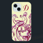 Coque Case-Mate iPhone PEACOCKS EN AMOUR MONOGRAM Crème violette<br><div class="desc">Dessin élégant et fantaisiste en rouge et blanc. Voir des cadeaux plus personnalisés de Zazzle. Faites des cadeaux personnalisés à Zazzle. créez et achetez des produits personnalisés à Zazzle</div>