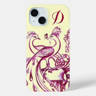 Coque Case-Mate iPhone PEACOCKS EN AMOUR MONOGRAM Crème violette