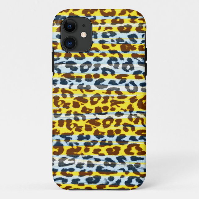 Coques Case-Mate iPhone peau de fourrure poster de animal de rayures jaune (Dos)