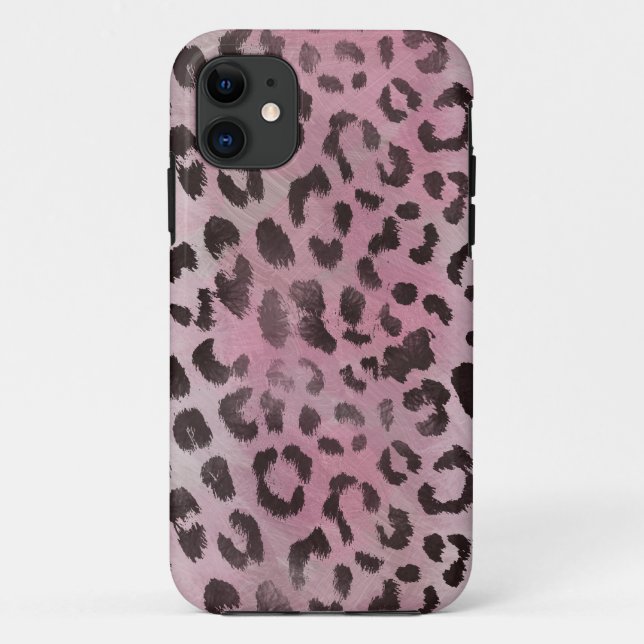 Coques Case-Mate iPhone Peau de léopard en rose rose (Dos)