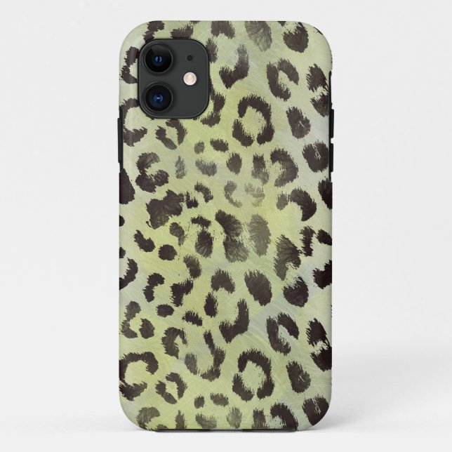 Coques Case-Mate iPhone Peau de léopard en vert citron mandarine (Dos)