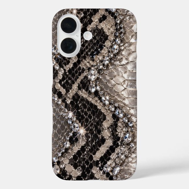 Coques Case-Mate iPhone Peau de serpent cristal argent Luxe (Verso)