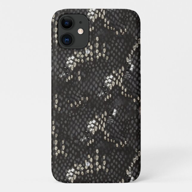 Coques Case-Mate iPhone Peau de serpent noir avec Motif diamant (Dos)