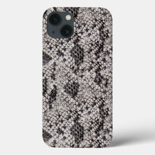 iPhone 13 Case Peau de serpent noir et gris