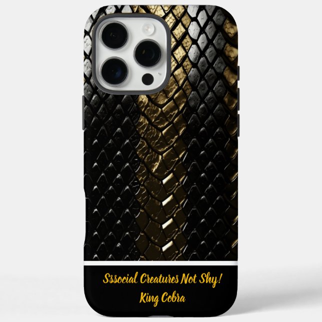 Coques Case-Mate iPhone Peau de serpent noir et or scintillante (Verso)