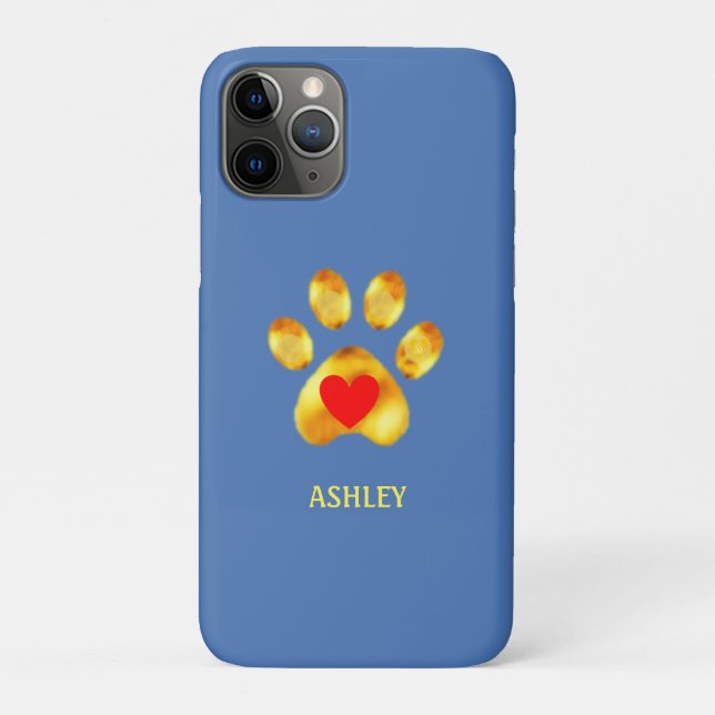 Coques Case-Mate iPhone Peau dorée avec coeur sur bleu clair (Dos)